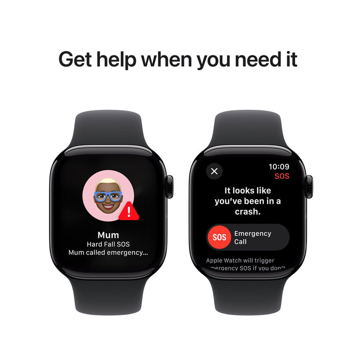 Apple Watch Series 10 GPS, 42mm Jet Black Aluminium Case with Black Sport Band S/M, MWWE3QA/A
