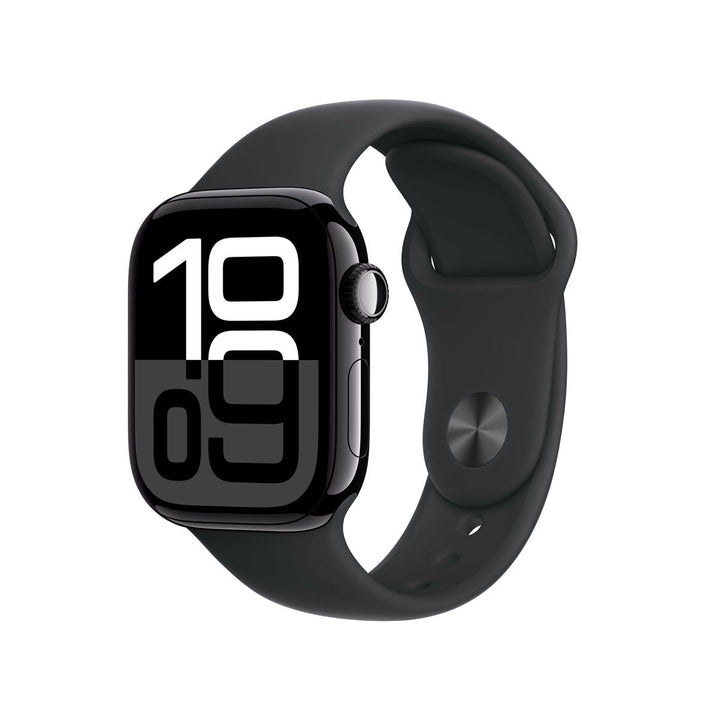 Apple Watch Series 10 GPS + Cellular, 42mm Black Aluminium Case with Black Sport Band S/M, MWX63QA/A