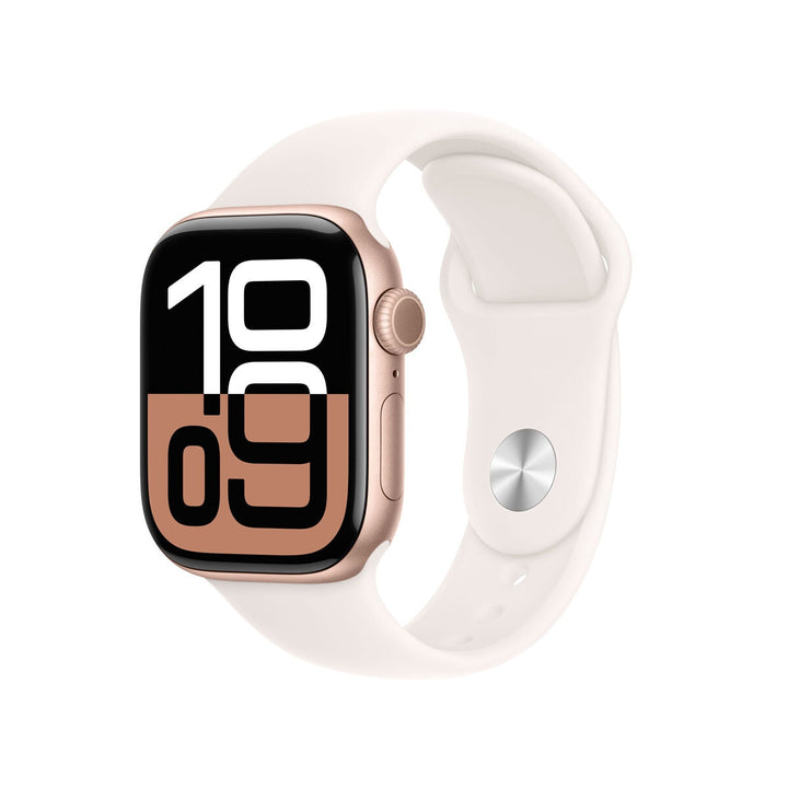 Apple Watch Series 10 GPS + Cellular, 42mm Rose Gold Aluminium Case with Light Blush Sport Band S/M, MWX93QA/A