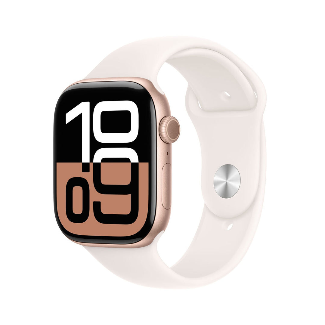 Apple Watch Series 10 GPS + Cellular, 46mm Rose Gold Aluminium Case with Light Blush Sport Band S/M, MWY63QA/A