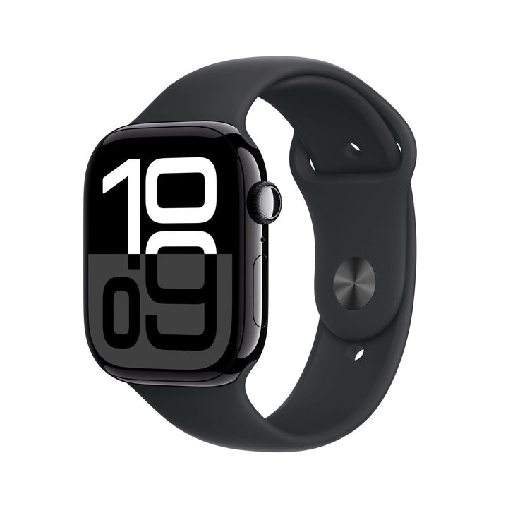 Apple Watch Series 10 GPS + Cellular, 46mm Black Aluminium Case with Black Sport Band M/L, MWY43QA/A