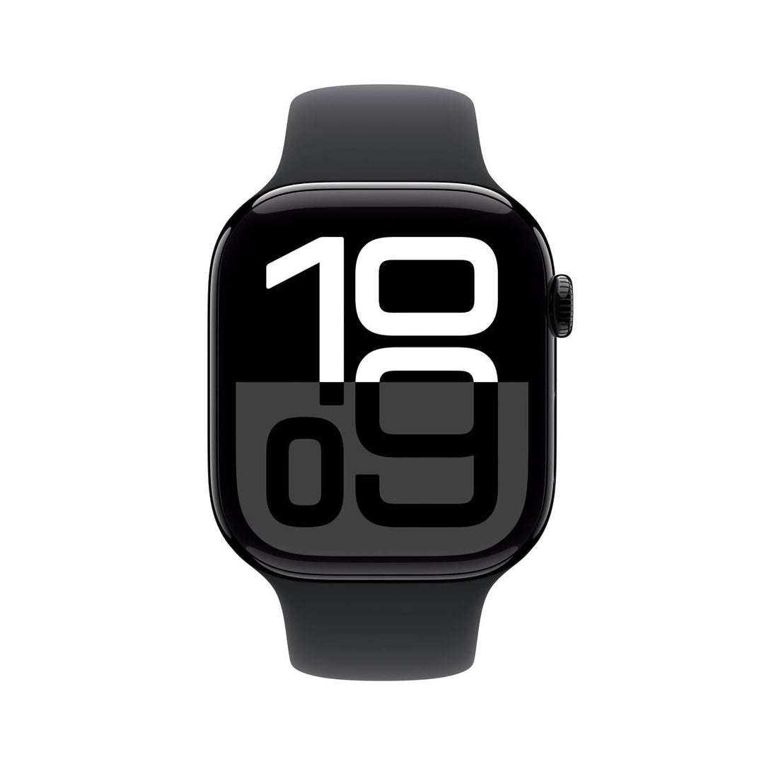 Apple Watch Series 10 GPS + Cellular, 46mm Black Aluminium Case with Black Sport Band, MWY53QA/A