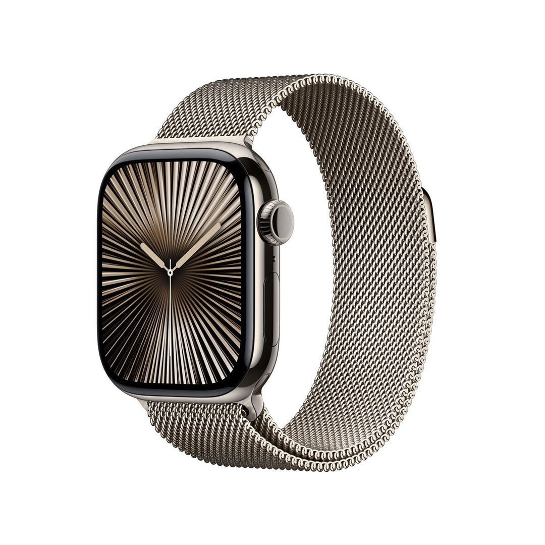 Apple Watch Series 10 GPS + Cellular, 42mm Natural Titanium Case with Natural Milanese Loop, MWXF3QA/A