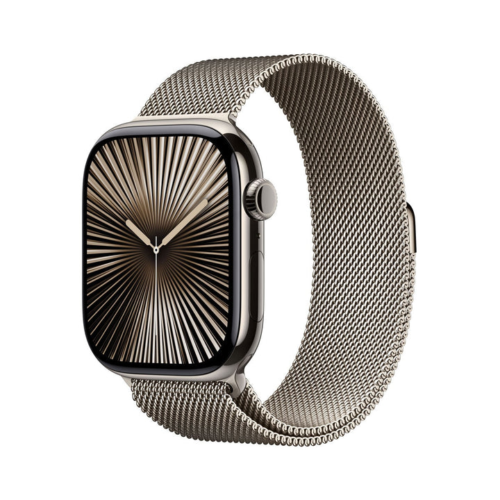 Apple Watch Series 10 GPS + Cellular, 46mm Natural Titanium Case with Natural Milanese Loop S/M, MC7Q4QA/A