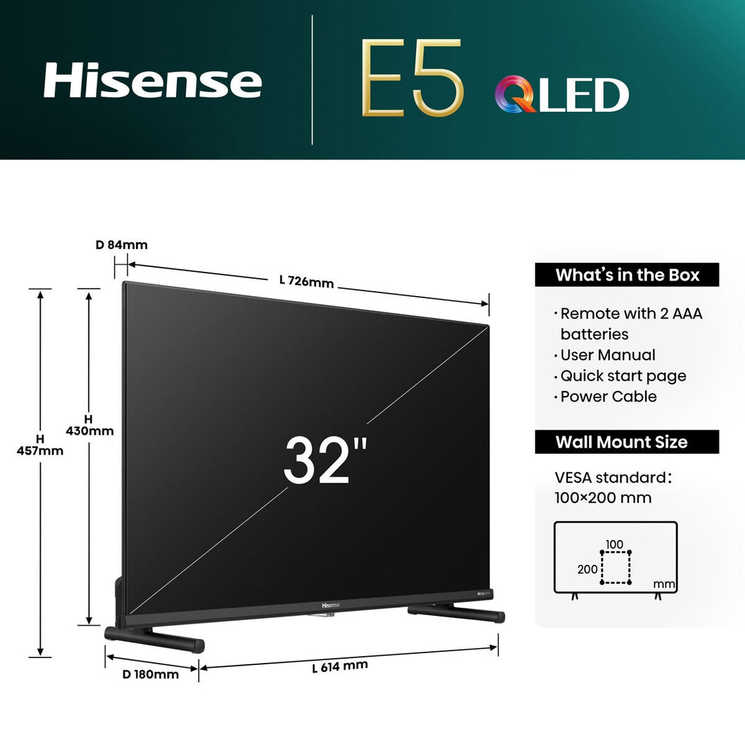 Hisense 32E5NQTUK 32 Inch QLED 4K UHD Smart TV