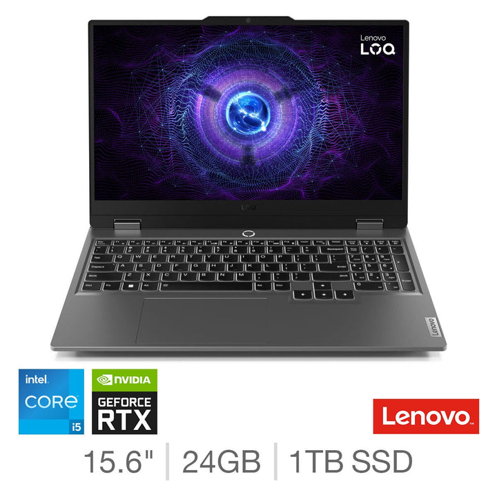 Lenovo ILOQ 15IAX9, Intel Core i5, 24GB RAM, 1TB SSD, NVIDIA GeForce RTX 4050, 15.6 Inch Gaming Laptop, 83GS00DKUK