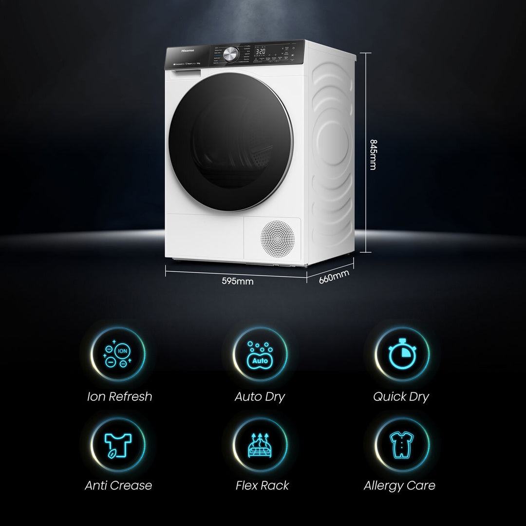 Hisense DH5S102BW, 10kg Heat Pump Dryer A+++ Rating in White