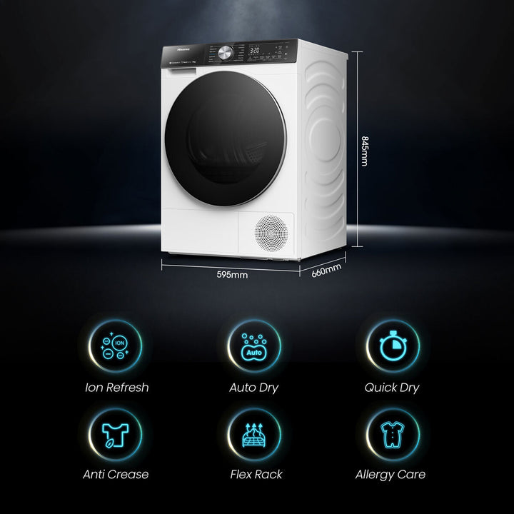 Hisense DH5S102BW, 10kg Heat Pump Dryer A+++ Rating in White