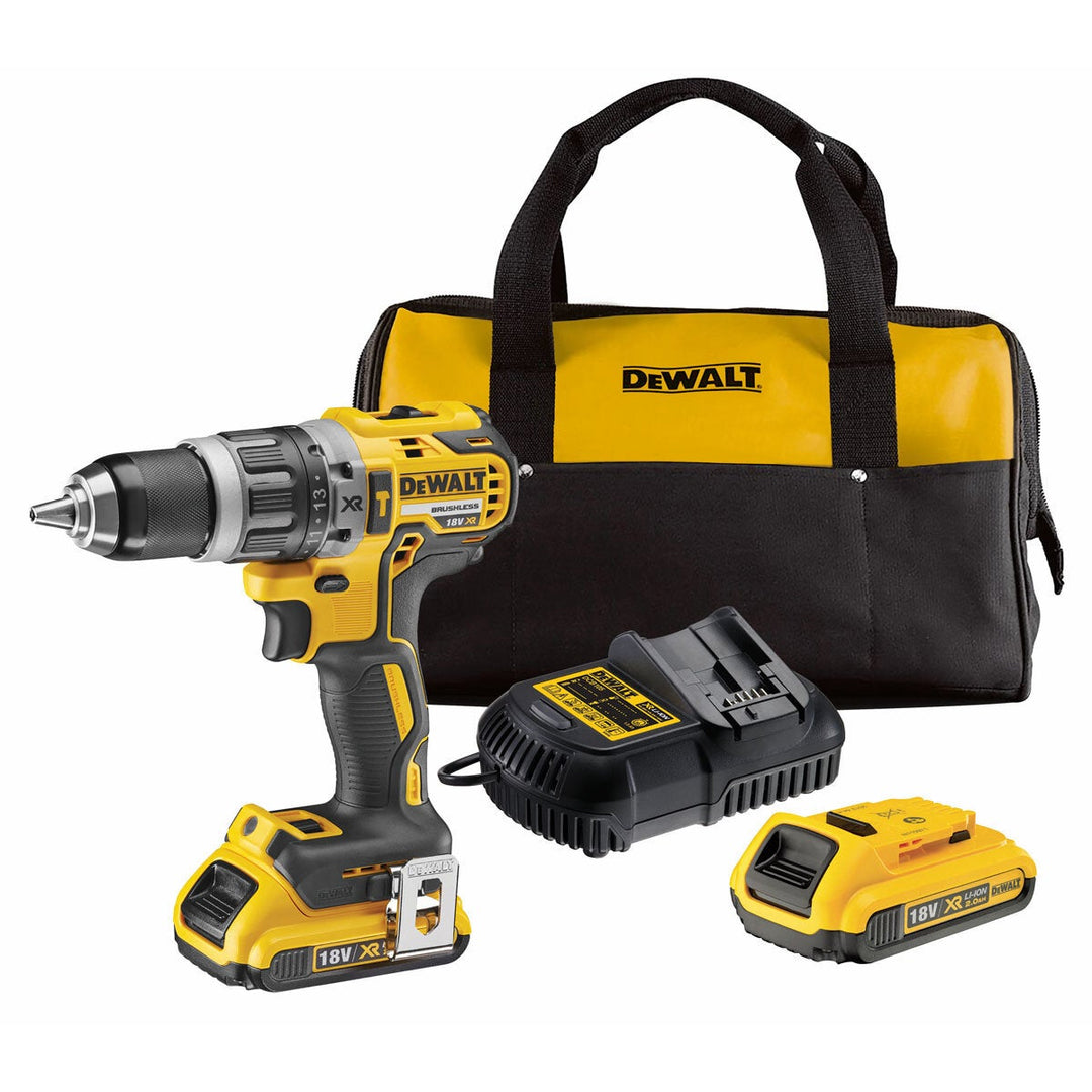 DEWALT® Brushless Hammer Drill Driver Kit - Includes 2 X 2 Ah Batteries With Kit Bag &amp; Charger