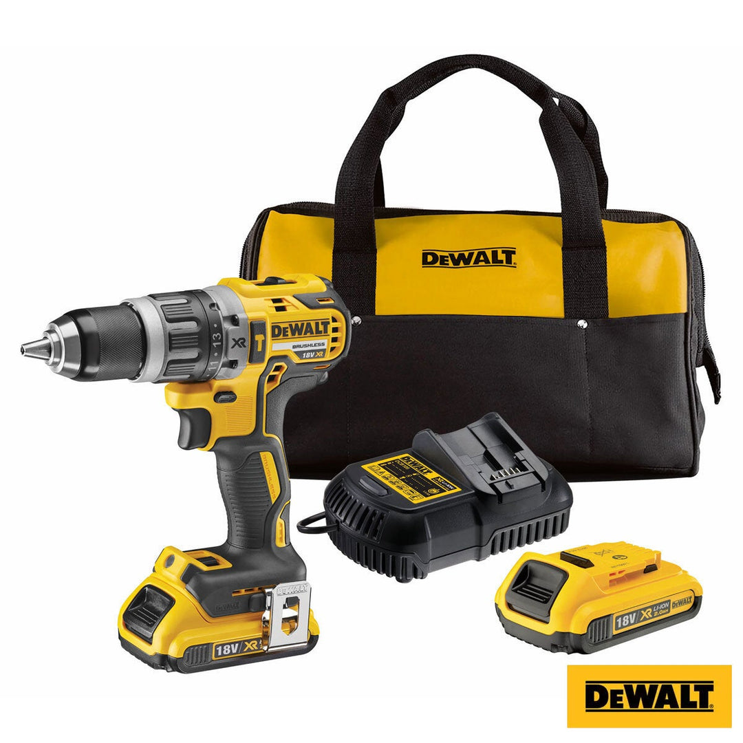 DEWALT® Brushless Hammer Drill Driver Kit - Includes 2 X 2 Ah Batteries With Kit Bag &amp; Charger