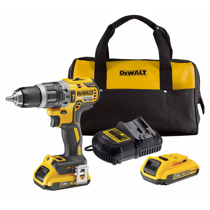 DEWALT Brushless Hammer Drill Driver Kit - Includes 2 X 2 Ah Batteries With Kit Bag & Charger