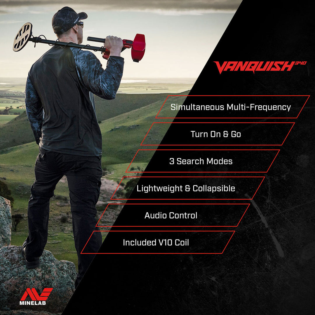 Minelab Vanquish 340 Metal Detector Bundle - Includes Pro-Find 35 Pinpointer