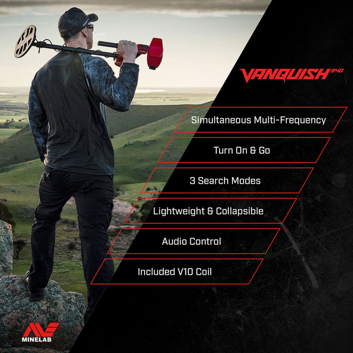 Minelab Vanquish 340 Metal Detector Bundle - Includes Pro-Find 35 Pinpointer