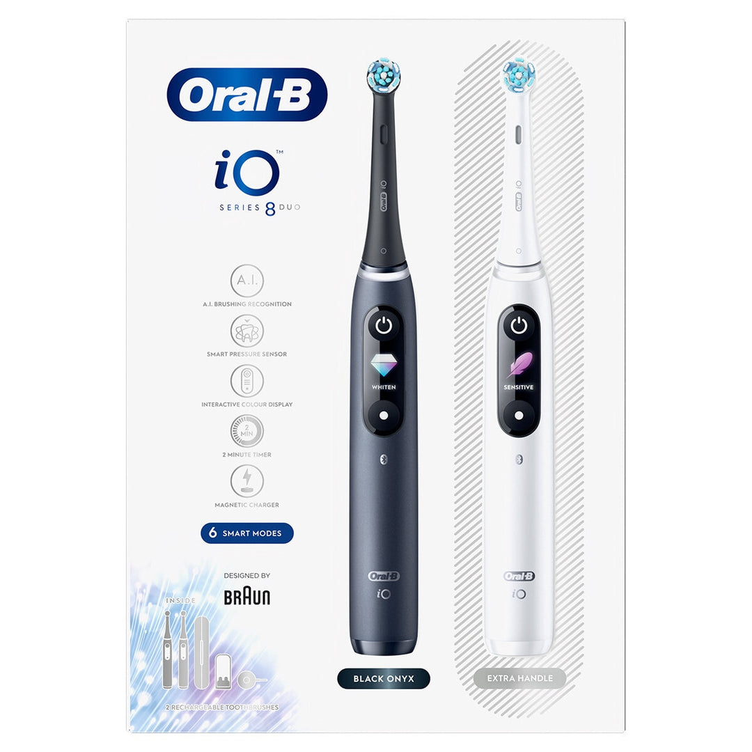 Oral-B iO Series 8 White & Black Toothbrush, Duo Pack