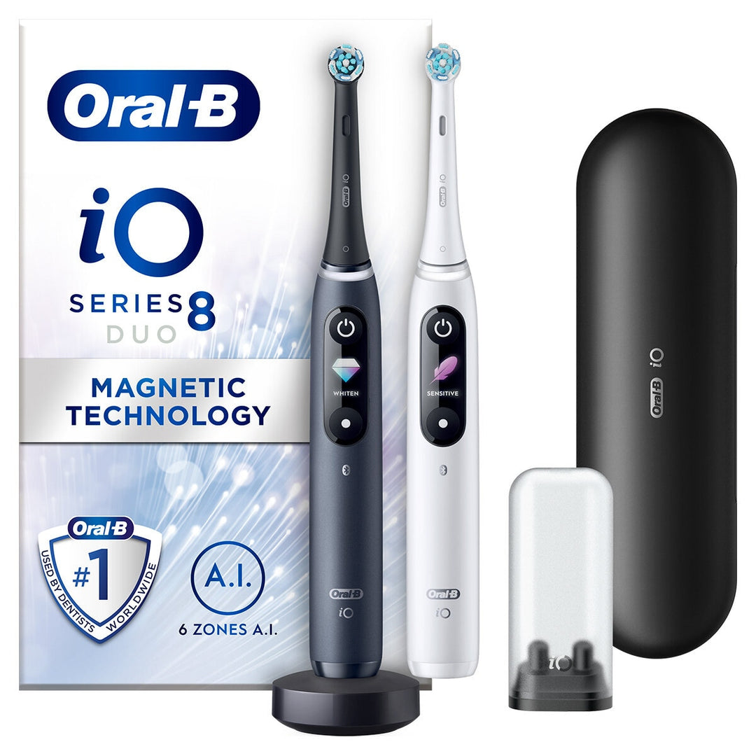 Oral-B iO Series 8 White & Black Toothbrush, Duo Pack