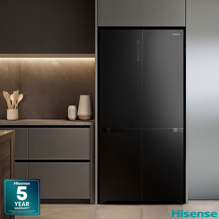 Hisense RQ768N4GBE, Multi Door Fridge Freezer, E Rated in Black