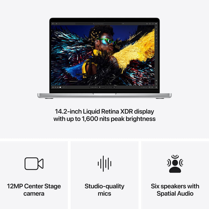 Apple MacBook Pro, Apple M4 Max Chip 14-Core CPU, 32-Core GPU, 32GB RAM, 1TB SSD, 14 Inch in Silver, MX2G3B/A