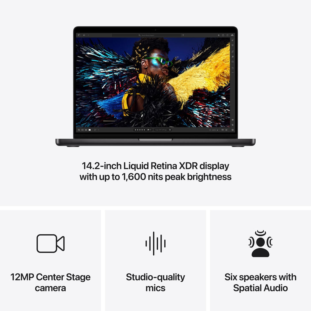 Apple MacBook Pro, Apple M4 Pro Chip 14-Core CPU, 20-Core GPU, 24GB RAM, 1TB SSD, 14 Inch in Space Black, MX2J3B/A