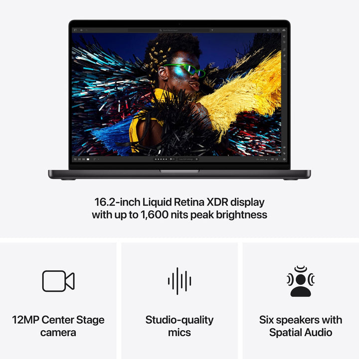 Apple MacBook Pro, Apple M4 Max Chip 14-Core CPU, 32-Core GPU, 36GB RAM, 1TB SSD, 16 Inch in Space Black, MX303B/A