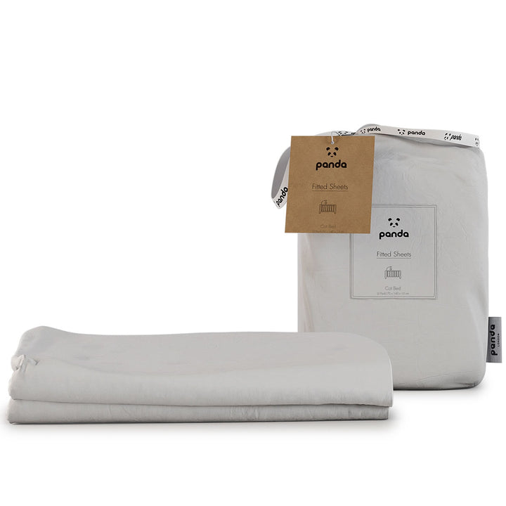 Panda 100% Bamboo Cot Bed Fitted Sheets, 2 Pack in 3 Colours