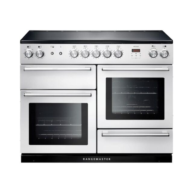 Rangemaster Nexus NEX110EIWH/C 110cm wide Electric Range Cooker with Induction Hob - White / Chrome
