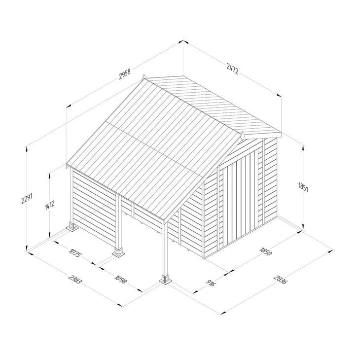 Forest Garden Timberdale 8ft x 6ft" (2.47 x 1.85m) Tongue & Groove Wooden Storage Shed with Log Store