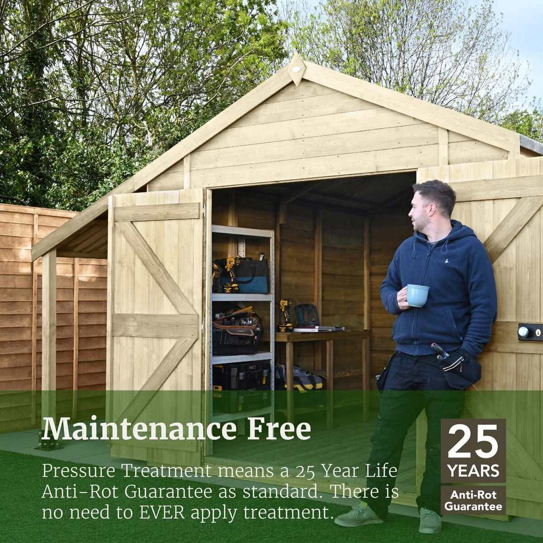 Forest Garden Timberdale 8ft x 6ft" (2.47 x 1.85m) Tongue & Groove Wooden Storage Shed with Log Store