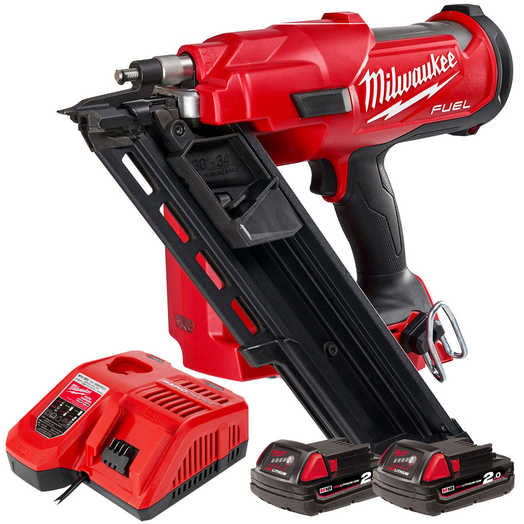 Milwaukee M18FFN-0 18V Brushless First Fix Framing Nailer with 2 x 2.0Ah Batteries & Charger