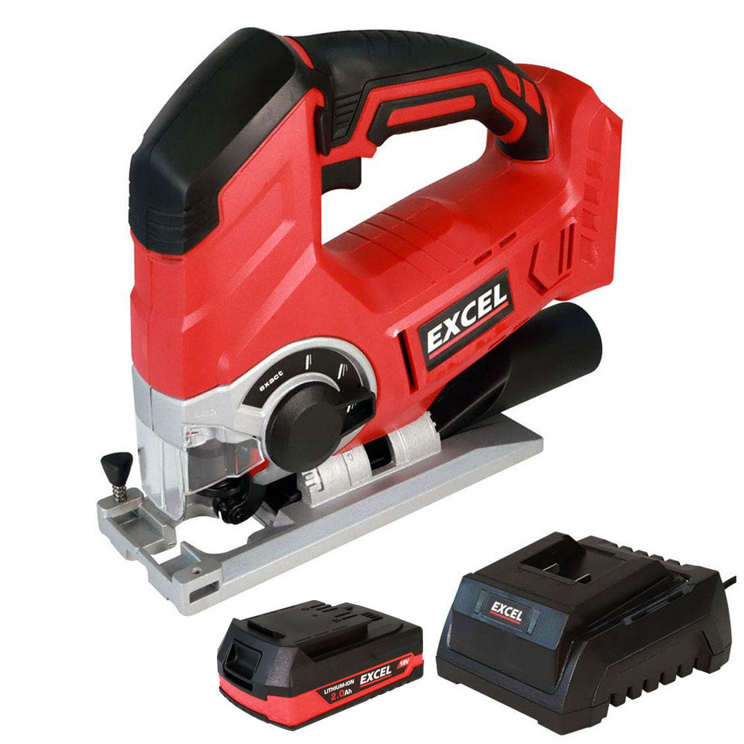 Excel 18V Cordless Jigsaw with 1 x 2.0Ah Battery & Charger