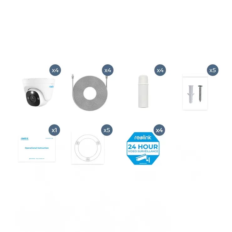 Reolink 8MP (4K) UHD NVR PoE AI Turret Add on Cam 4-Pack