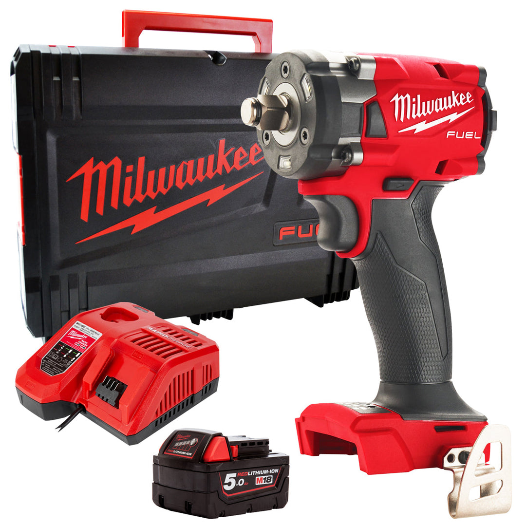 Milwaukee M18FIW2F38-0X 18V Fuel Brushless 3/8" Friction Ring Impact Wrench with 1 x 5.0Ah Battery &amp; Charger