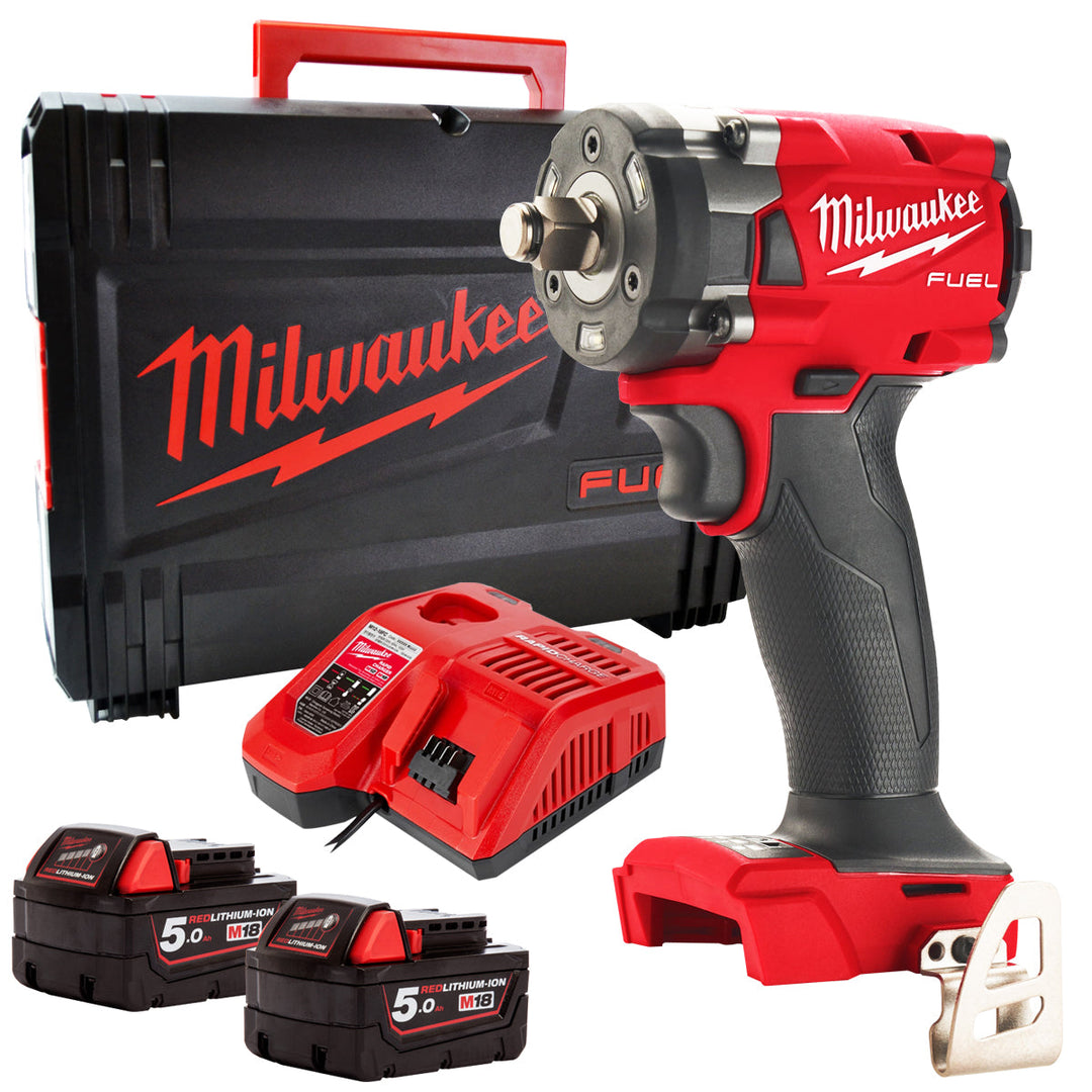 Milwaukee M18FIW2F38-0X 18V Fuel Brushless 3/8" Friction Ring Impact Wrench with 2 x 5.0Ah Battery &amp; Charger