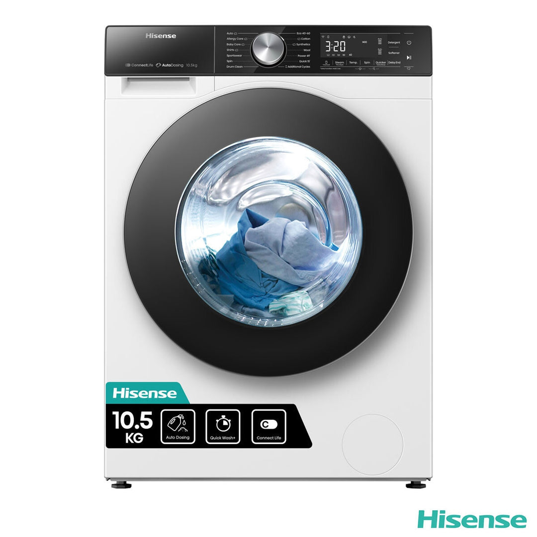 Hisense WF5S1045BW,10.5kg, 1400rpm, Washing Machine A Rated in White