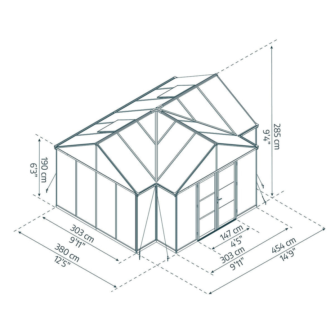 Palram Canopia Triomphe 12ft 5" x 15ft (3.8 x 4.5m) Garden Room Greenhouse