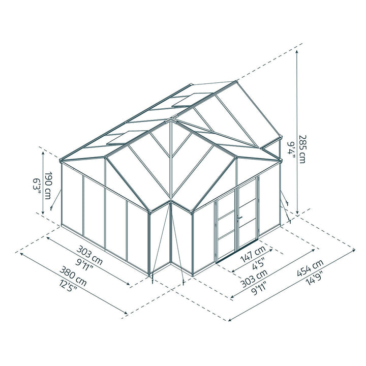 Palram Canopia Triomphe 12ft 5" x 15ft (3.8 x 4.5m) Garden Room Greenhouse