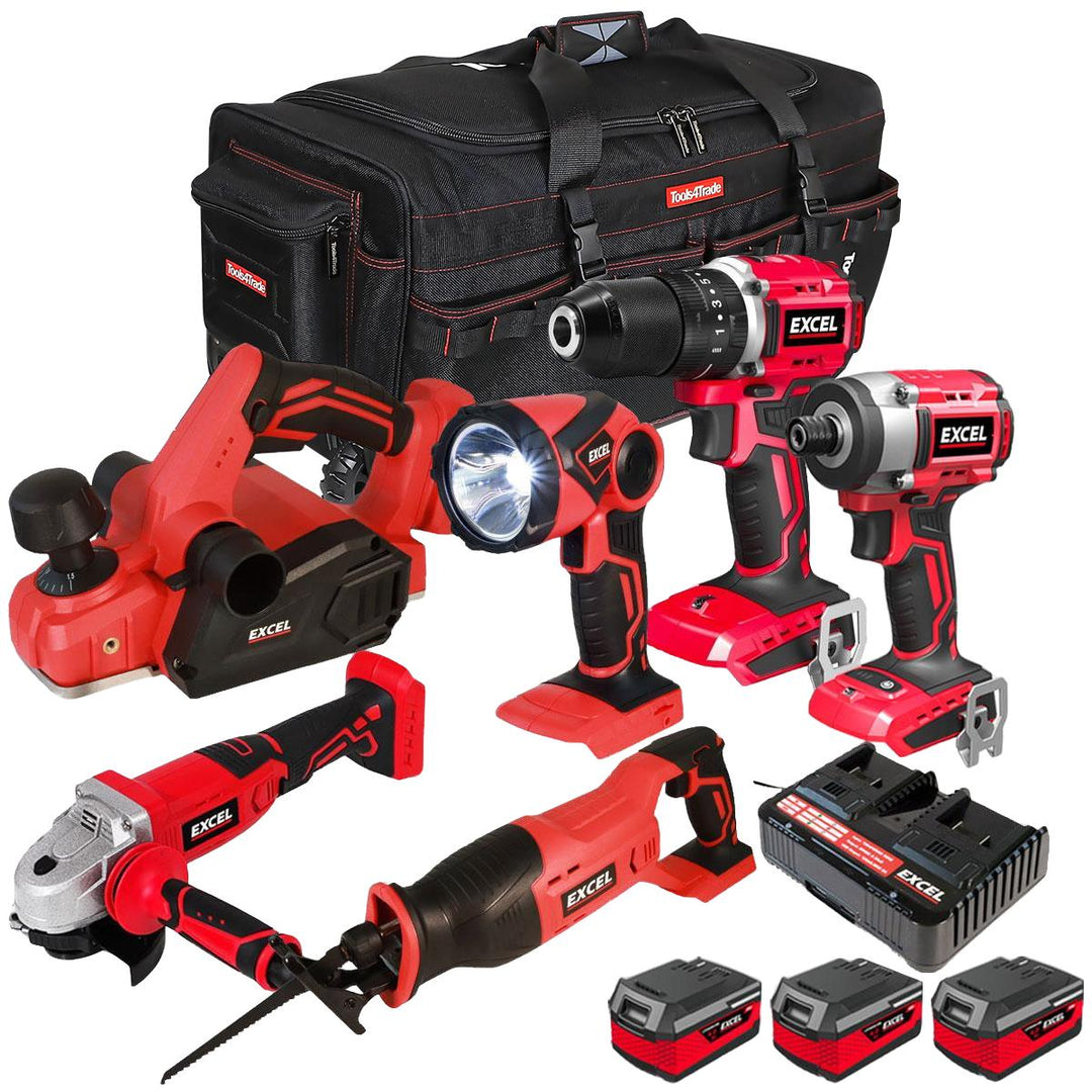 Excel 18V 6 Piece Combo Kit with 3 x 4.0Ah Batteries & Charger EXL8952