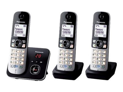 TieDex UK Panasonic KX-TG6823 - cordless phone - answering system with caller ID + 2 additional handsets