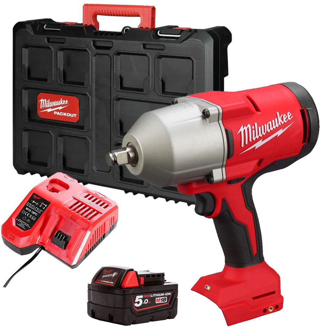 Milwaukee M18BLHIWF12-0X 18V Brushless 1/2" Impact Wrench with 1 x 5.0Ah Battery Charger &amp; Case