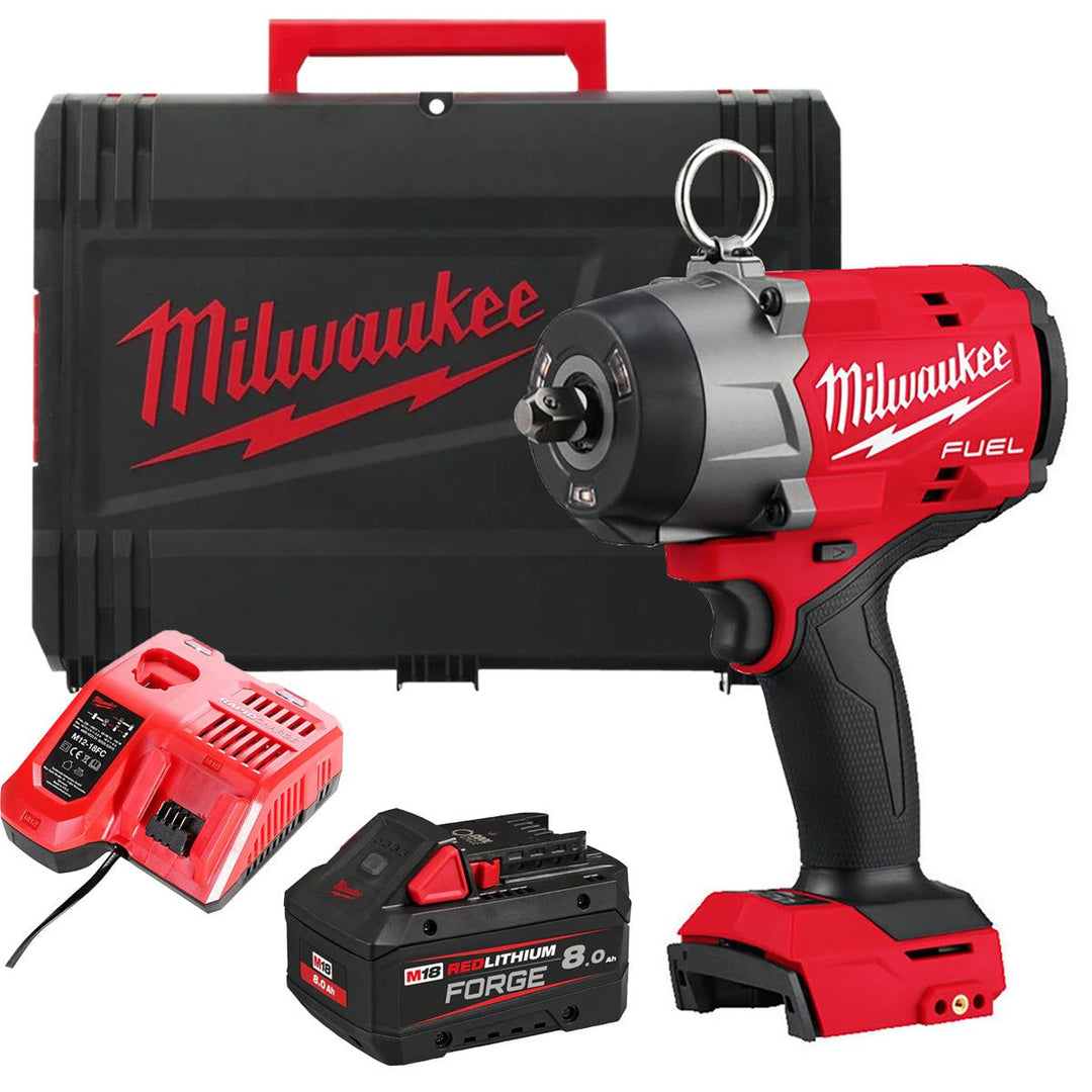 Milwaukee M18FHIW2P12-0X M18 FUEL 18V Brushless 1/2" Impact Wrench with 1 x 8.0Ah Battery Charger &amp; Case