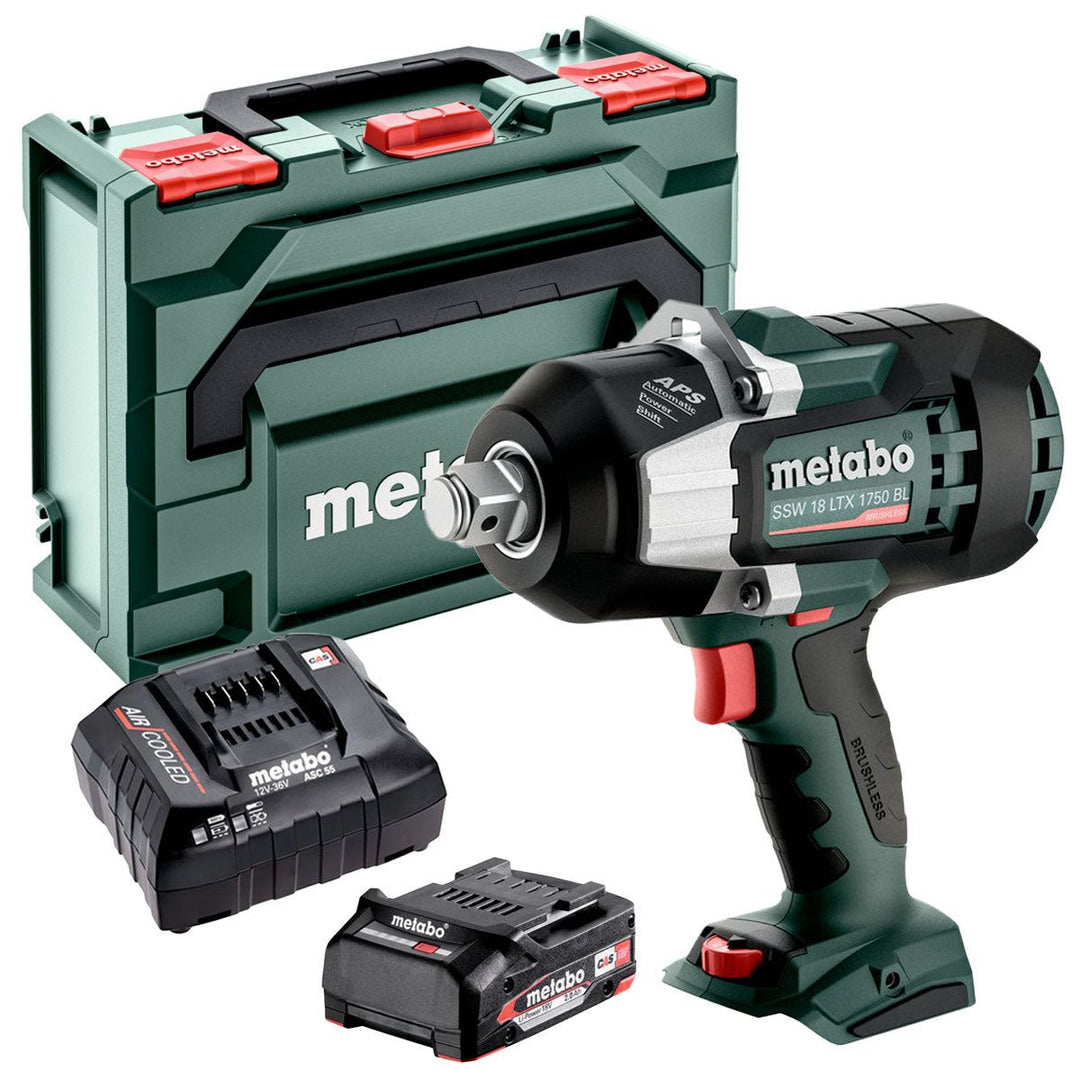 Metabo SSW 18 LTX 1750 BL 18V Brushless 3/4" Impact Wrench with 1 x 2.0Ah Battery Charger & Metabox