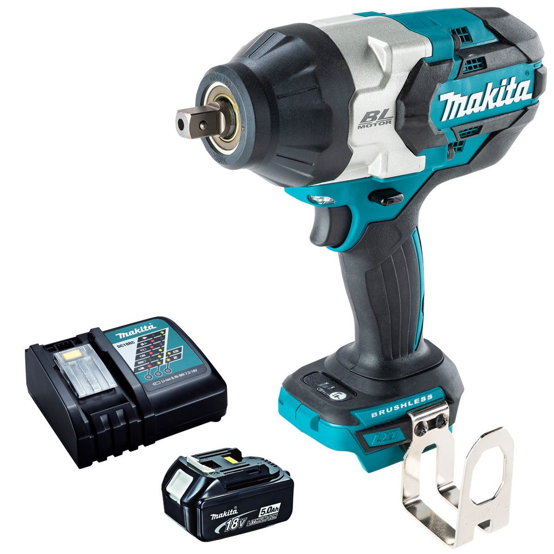 Makita DTW1004Z 18V Brushless 1/2" Impact Wrench with 1 x 5.0Ah Battery &amp; Charger
