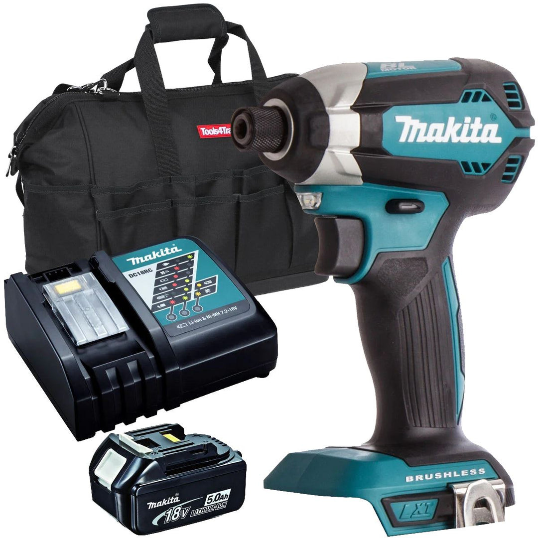 Makita DTD153Z 18V Brushless Impact Driver with 1 x 5.0Ah Battery Charger &amp; Bag