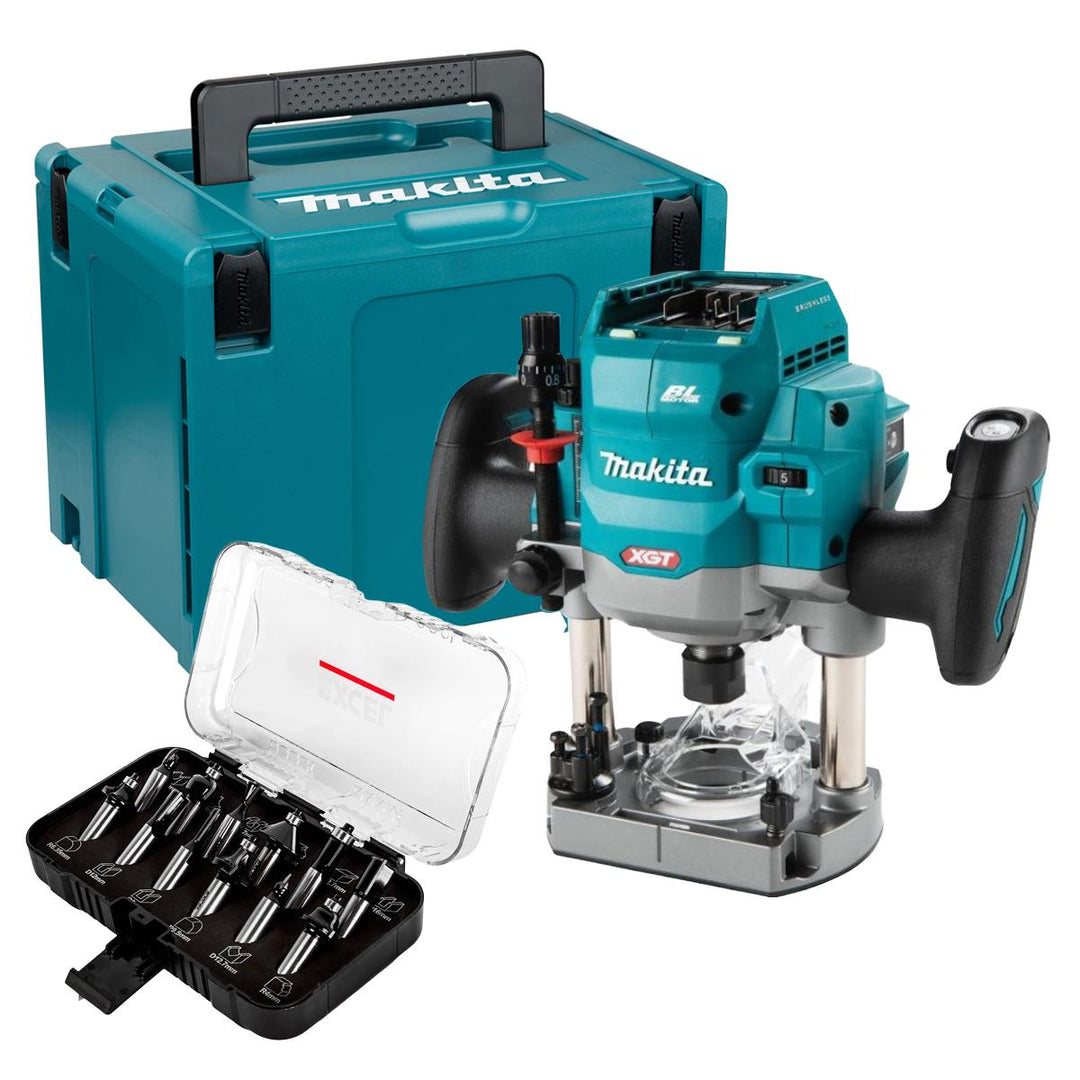 Makita RP001GZ02 40V XGT Brushless 1/2" Router with 12 Piece Cutter Set & Case
