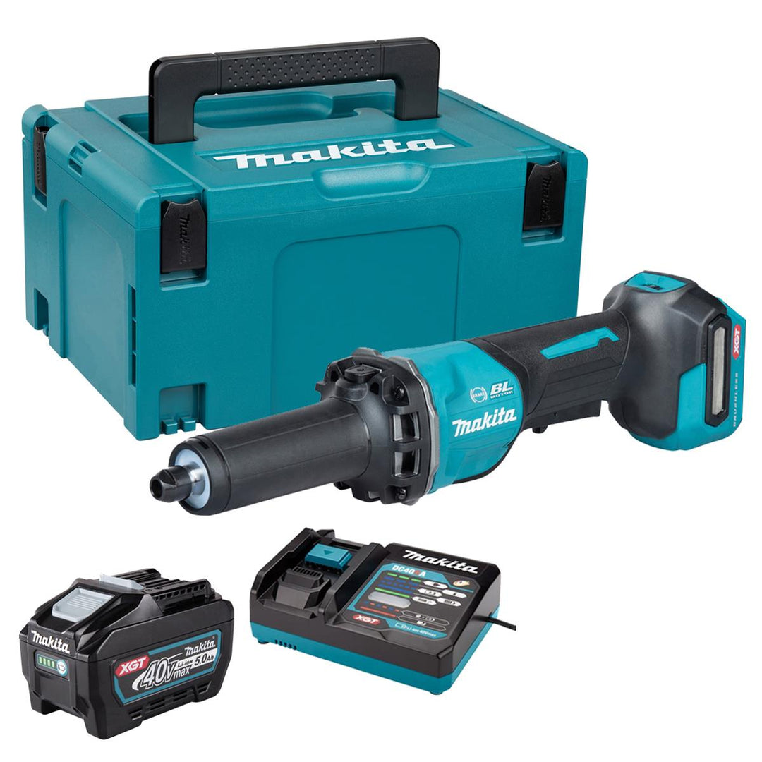 Makita GD002GZ01 40V Max XGT Brushless Die Grinder with 1 x 5.0Ah Battery Charger &amp; Case