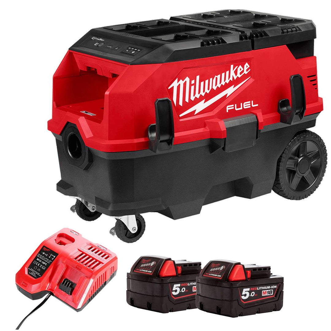 Milwaukee M18ONEF2VC34M-0 18V Dual Battery Brushless Dust Extractor with 2 x 5.0Ah Battery & Charger