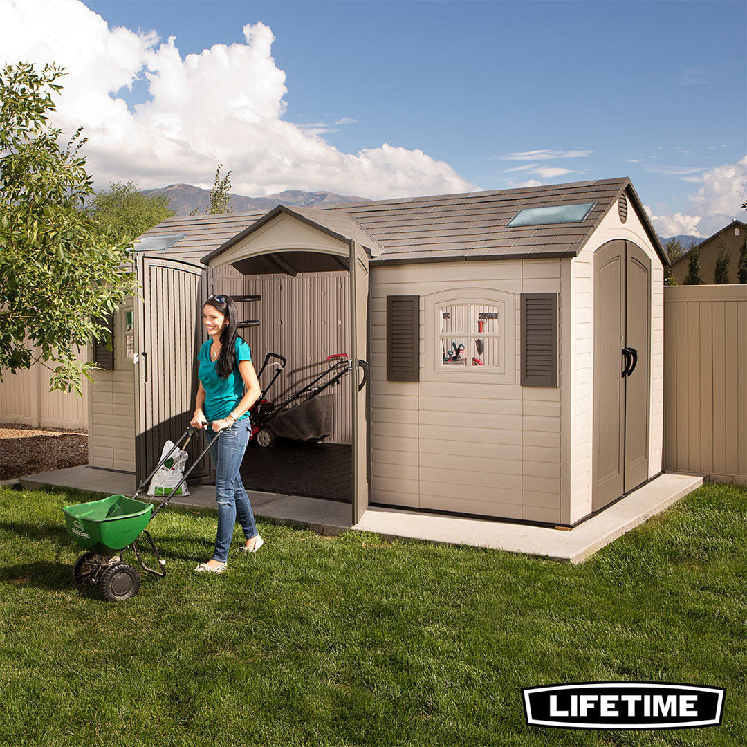 Installed Lifetime 15ft x 8ft (4.6 x 2.4m) Dual Entry Storage Shed - Model 60079 - With Expert Installation
