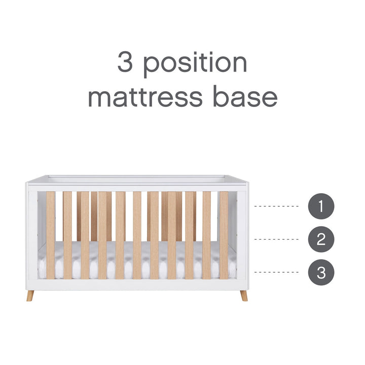 Tutti Bambini Fika Cot Bed with Sprung Mattress, White & Light Oak