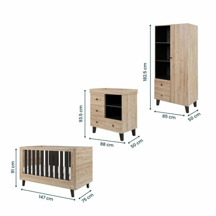 Tutti Bambini Como 4 Piece Nursery Set with Sprung Mattress, Distressed Oak