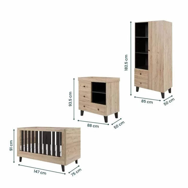 Tutti Bambini Como 4 Piece Nursery Set with Sprung Mattress, Distressed Oak