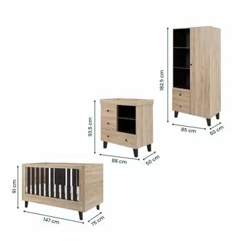 Tutti Bambini Como 4 Piece Nursery Set with Sprung Mattress, Distressed Oak